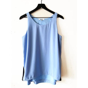 DKNY Blue and Black Sleeveless Blouse Women's Size L